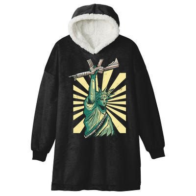 Statue Of Liberty Holding Gun Hooded Wearable Blanket