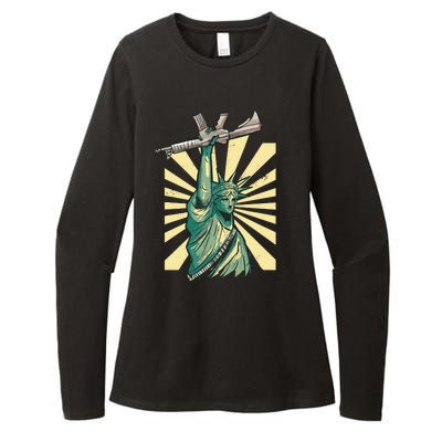 Statue Of Liberty Holding Gun Womens CVC Long Sleeve Shirt