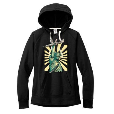 Statue Of Liberty Holding Gun Women's Fleece Hoodie