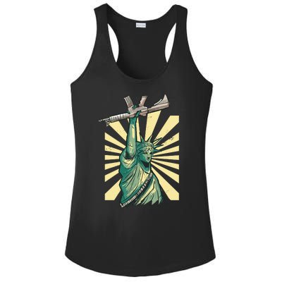 Statue Of Liberty Holding Gun Ladies PosiCharge Competitor Racerback Tank