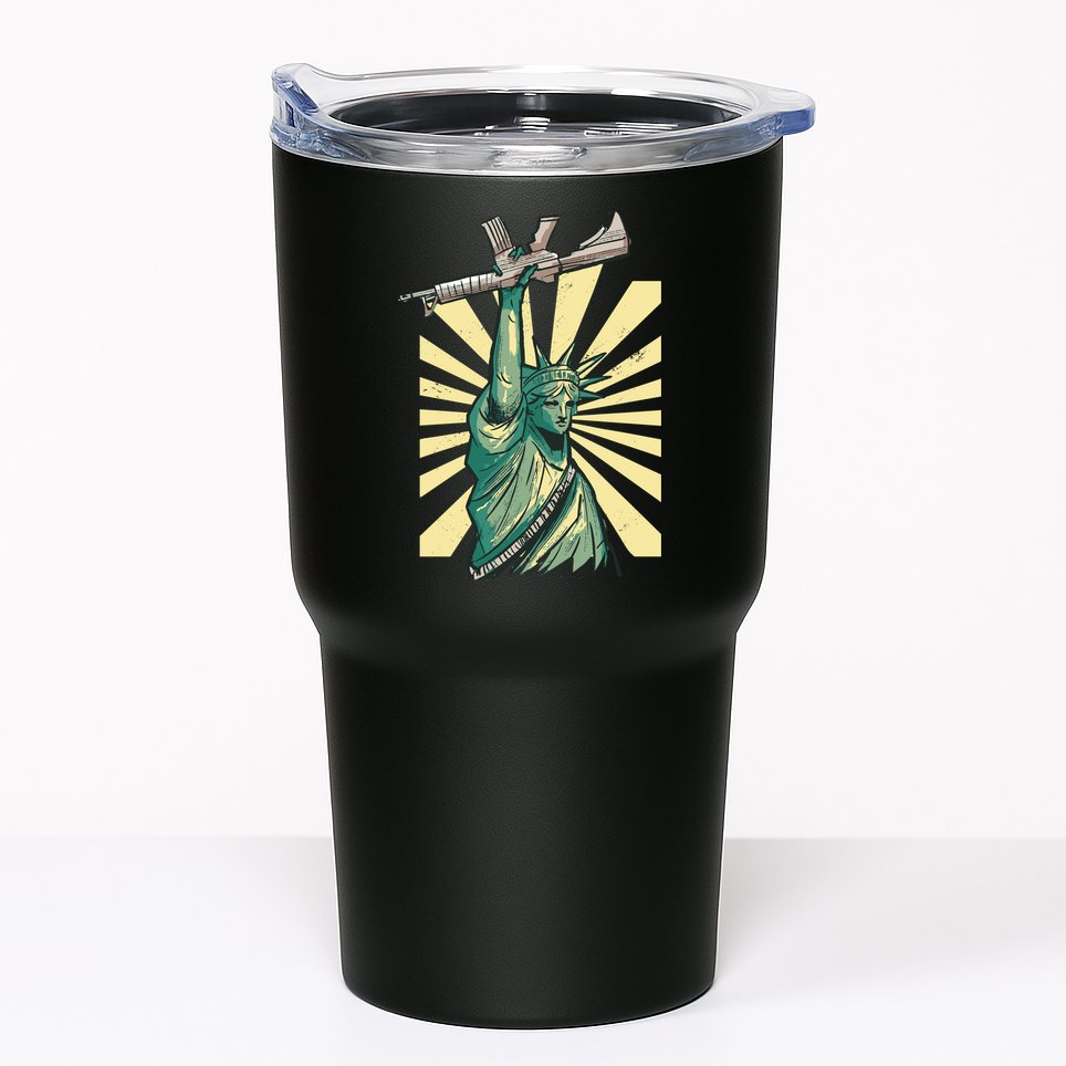 Statue Of Liberty Holding Gun Tumbler