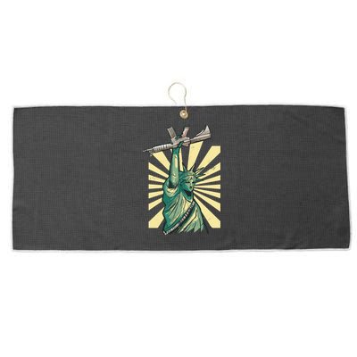 Statue Of Liberty Holding Gun Large Microfiber Waffle Golf Towel