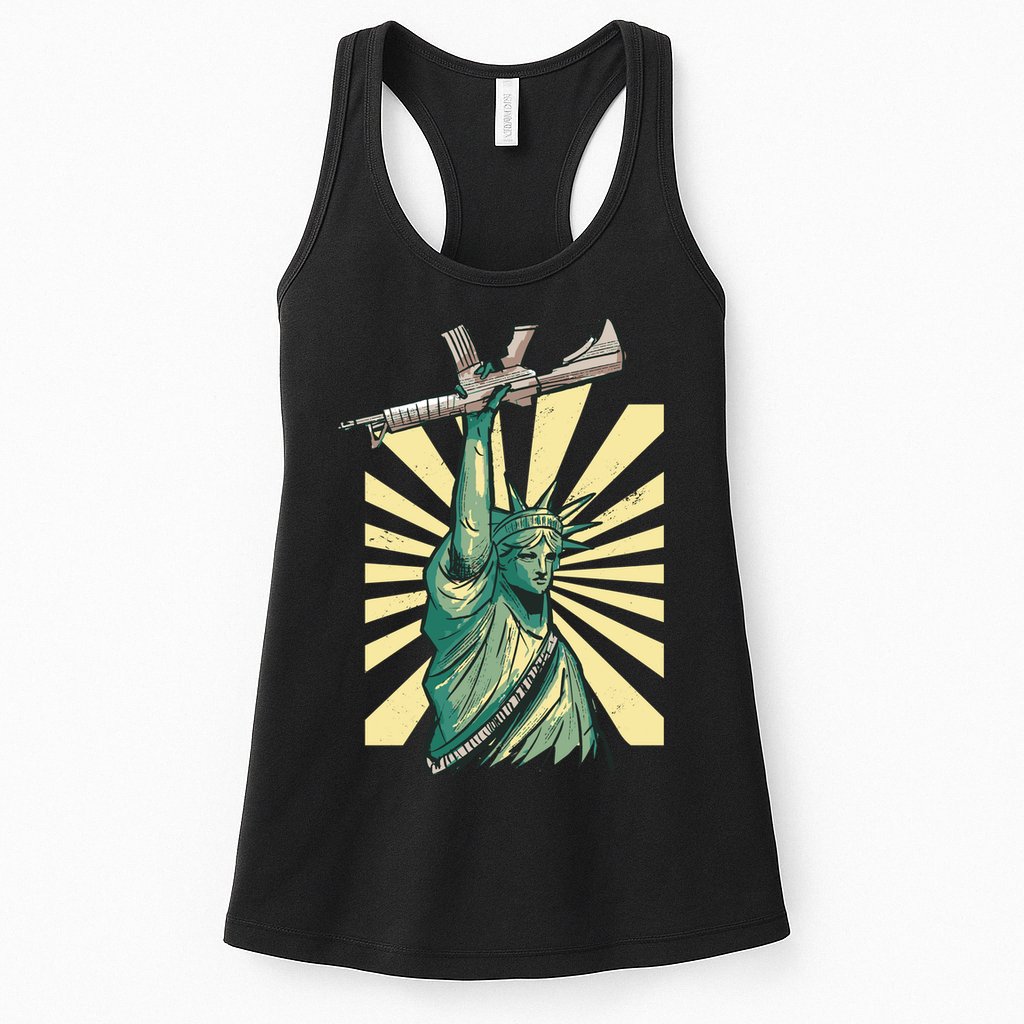 Statue Of Liberty Holding Gun Womens Tank Top