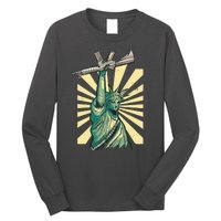 Statue Of Liberty Holding Gun Long Sleeve Shirt