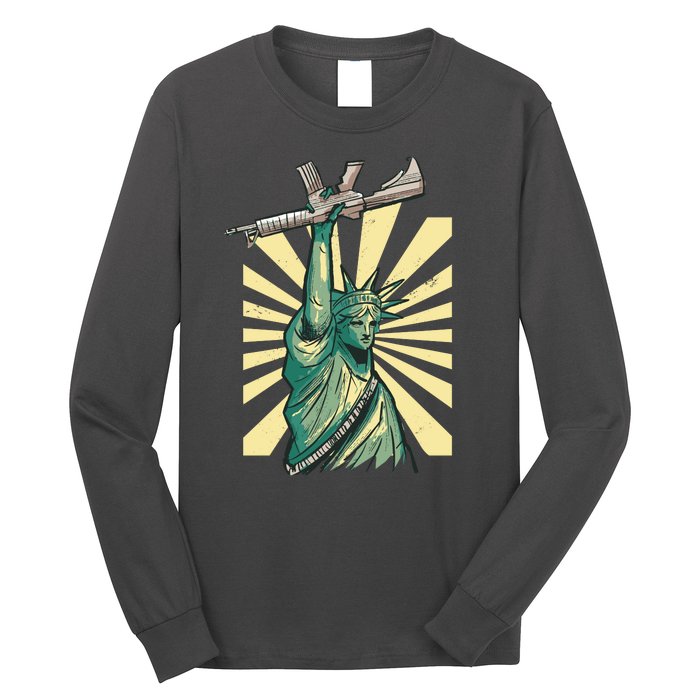 Statue Of Liberty Holding Gun Long Sleeve Shirt