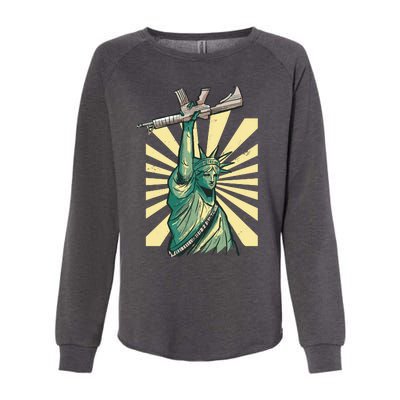 Statue Of Liberty Holding Gun Womens California Wash Sweatshirt