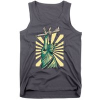 Statue Of Liberty Holding Gun Tank Top