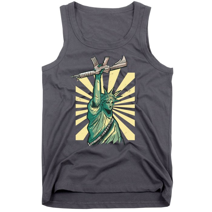 Statue Of Liberty Holding Gun Tank Top