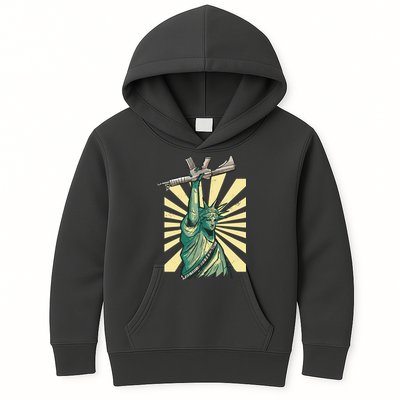 Statue Of Liberty Holding Gun Kids Hoodie