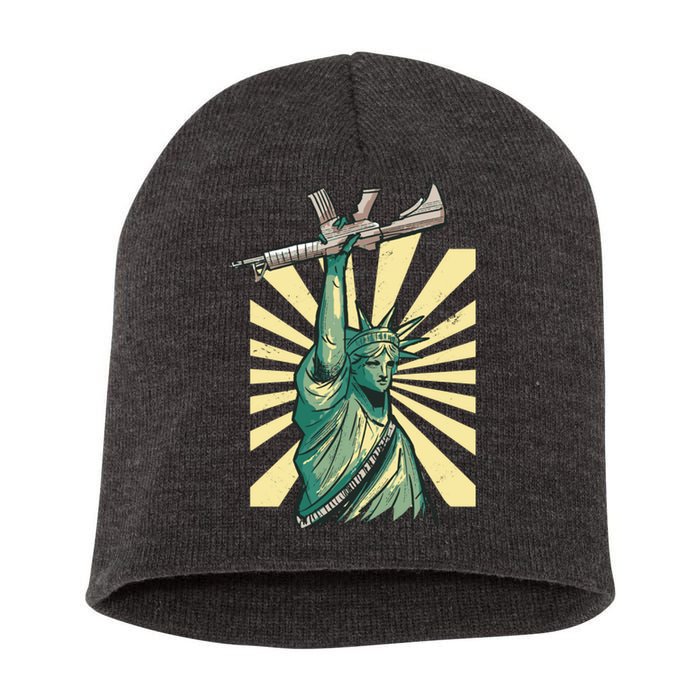 Statue Of Liberty Holding Gun Short Acrylic Beanie