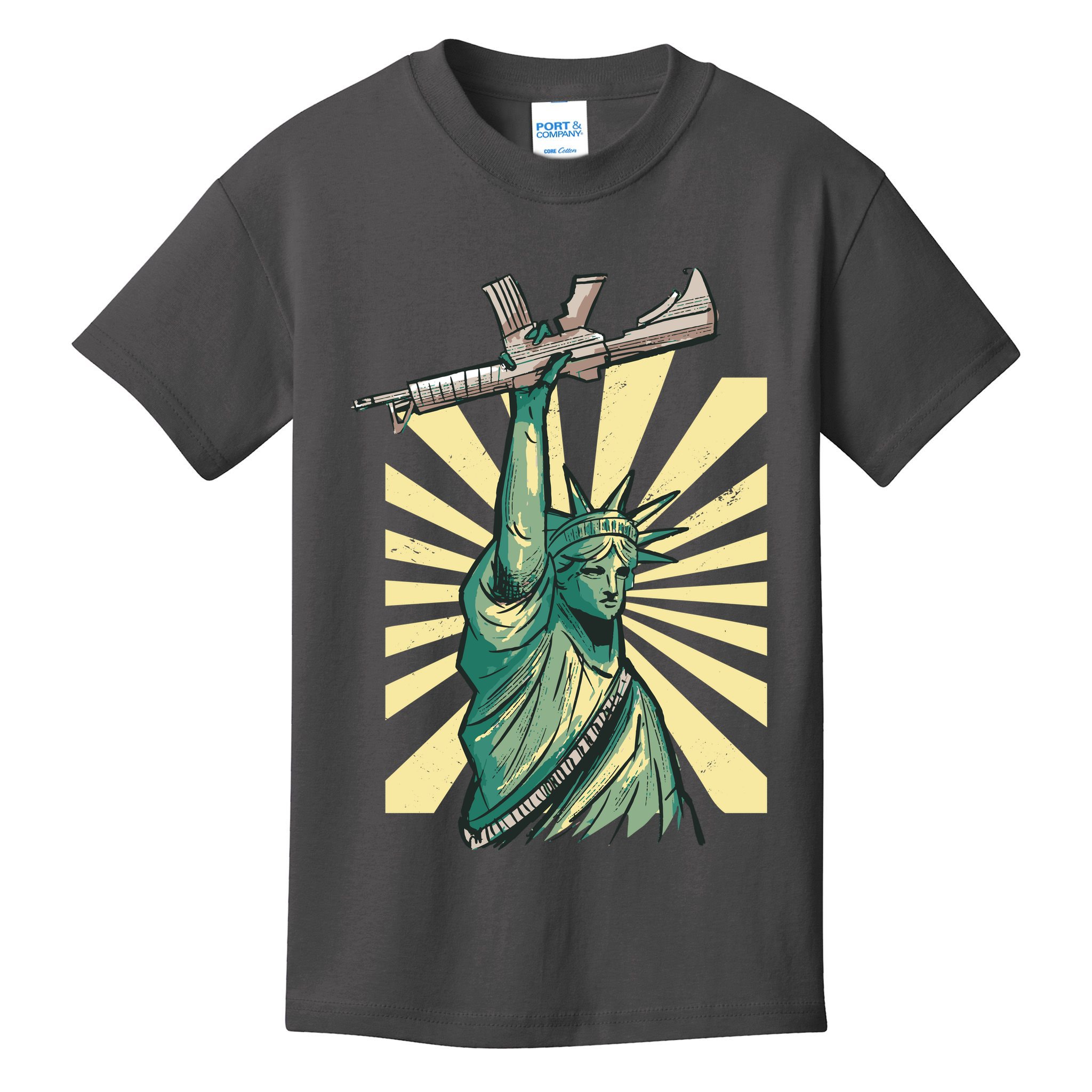 Statue Of Liberty Holding Gun Kids T-Shirt