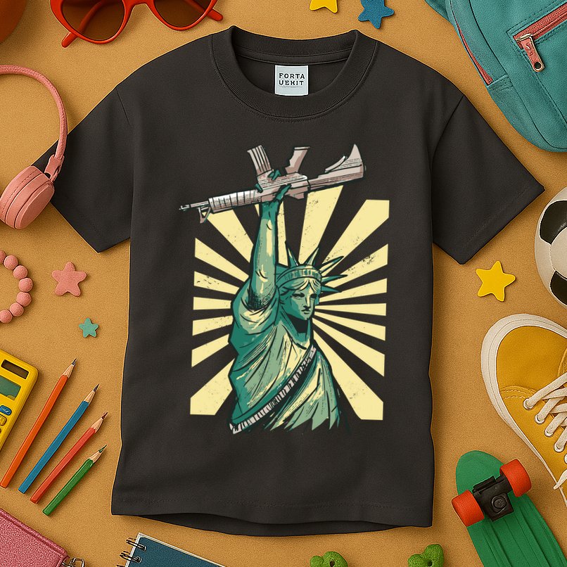 Statue Of Liberty Holding Gun Kids T-Shirt