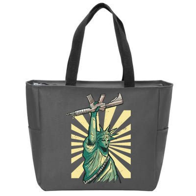 Statue Of Liberty Holding Gun Zip Tote Bag