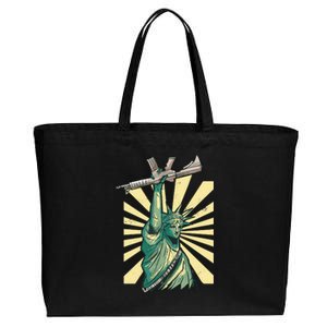 Statue Of Liberty Holding Gun Cotton Canvas Jumbo Tote