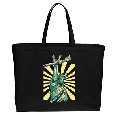 Statue Of Liberty Holding Gun Cotton Canvas Jumbo Tote