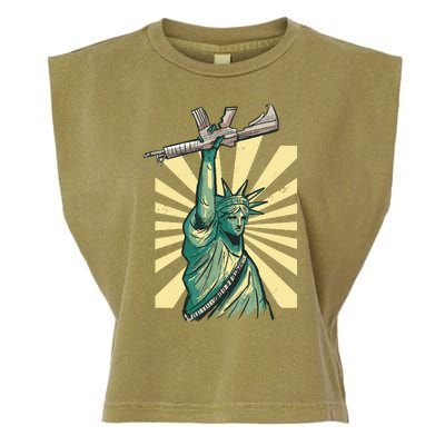 Statue Of Liberty Holding Gun Garment-Dyed Women's Muscle Tee