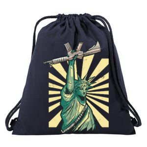 Statue Of Liberty Holding Gun Drawstring Bag