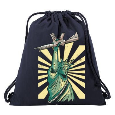 Statue Of Liberty Holding Gun Drawstring Bag