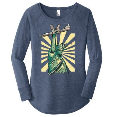 Statue Of Liberty Holding Gun Women's Perfect Tri Tunic Long Sleeve Shirt