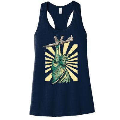 Statue Of Liberty Holding Gun Women's Racerback Tank