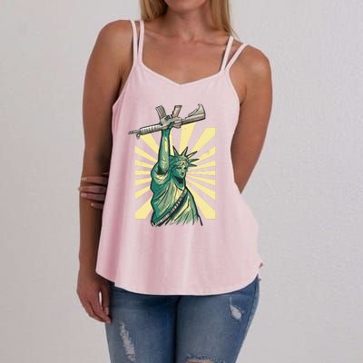 Statue Of Liberty Holding Gun Women's Strappy Tank