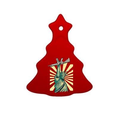 Statue Of Liberty Holding Gun Ceramic Tree Ornament