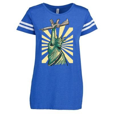 Statue Of Liberty Holding Gun Enza Ladies Jersey Football T-Shirt