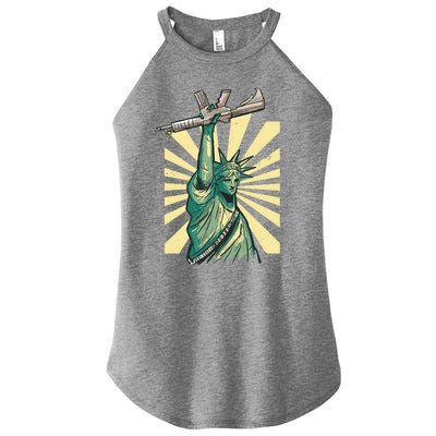 Statue Of Liberty Holding Gun Women's Perfect Tri Rocker Tank