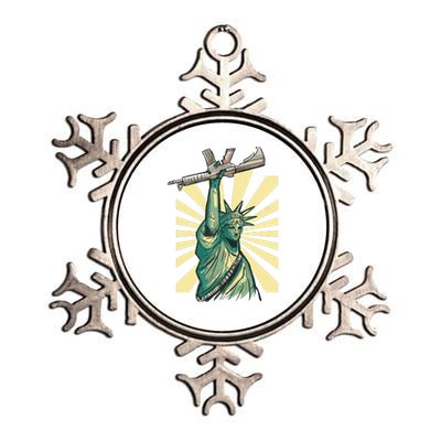 Statue Of Liberty Holding Gun Metallic Star Ornament