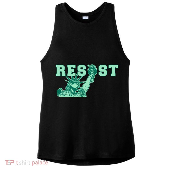 Statue of Liberty Resist Graphic Resistance Anti Trump Ladies PosiCharge Tri-Blend Wicking Tank