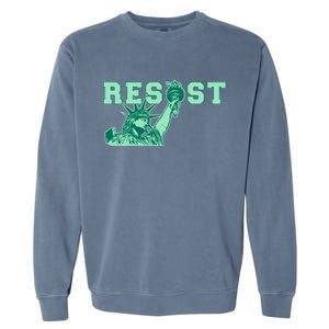 Statue of Liberty Resist Graphic Resistance Anti Trump Garment-Dyed Sweatshirt