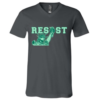 Statue of Liberty Resist Graphic Resistance Anti Trump V-Neck T-Shirt