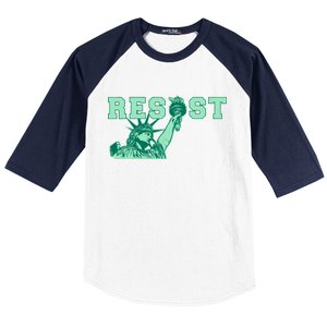 Statue of Liberty Resist Graphic Resistance Anti Trump Baseball Sleeve Shirt