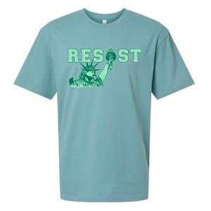 Statue of Liberty Resist Graphic Resistance Anti Trump Sueded Cloud Jersey T-Shirt