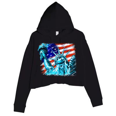 Statue Of Liberty USA Crop Fleece Hoodie