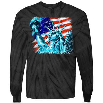 Statue Of Liberty USA Tie-Dye Long Sleeve Shirt