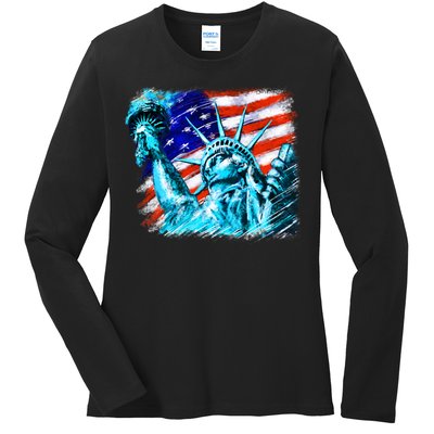 Statue Of Liberty USA Ladies Long Sleeve Shirt