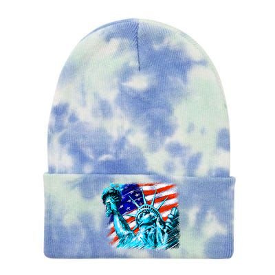 Statue Of Liberty USA Tie Dye 12in Knit Beanie