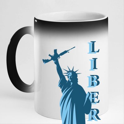 Stature Of Liberty Holding AR-15 Assault Rifle 11oz Black Color Changing Mug