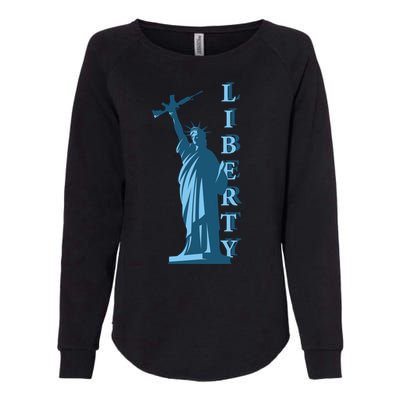 Stature Of Liberty Holding AR-15 Assault Rifle Womens California Wash Sweatshirt