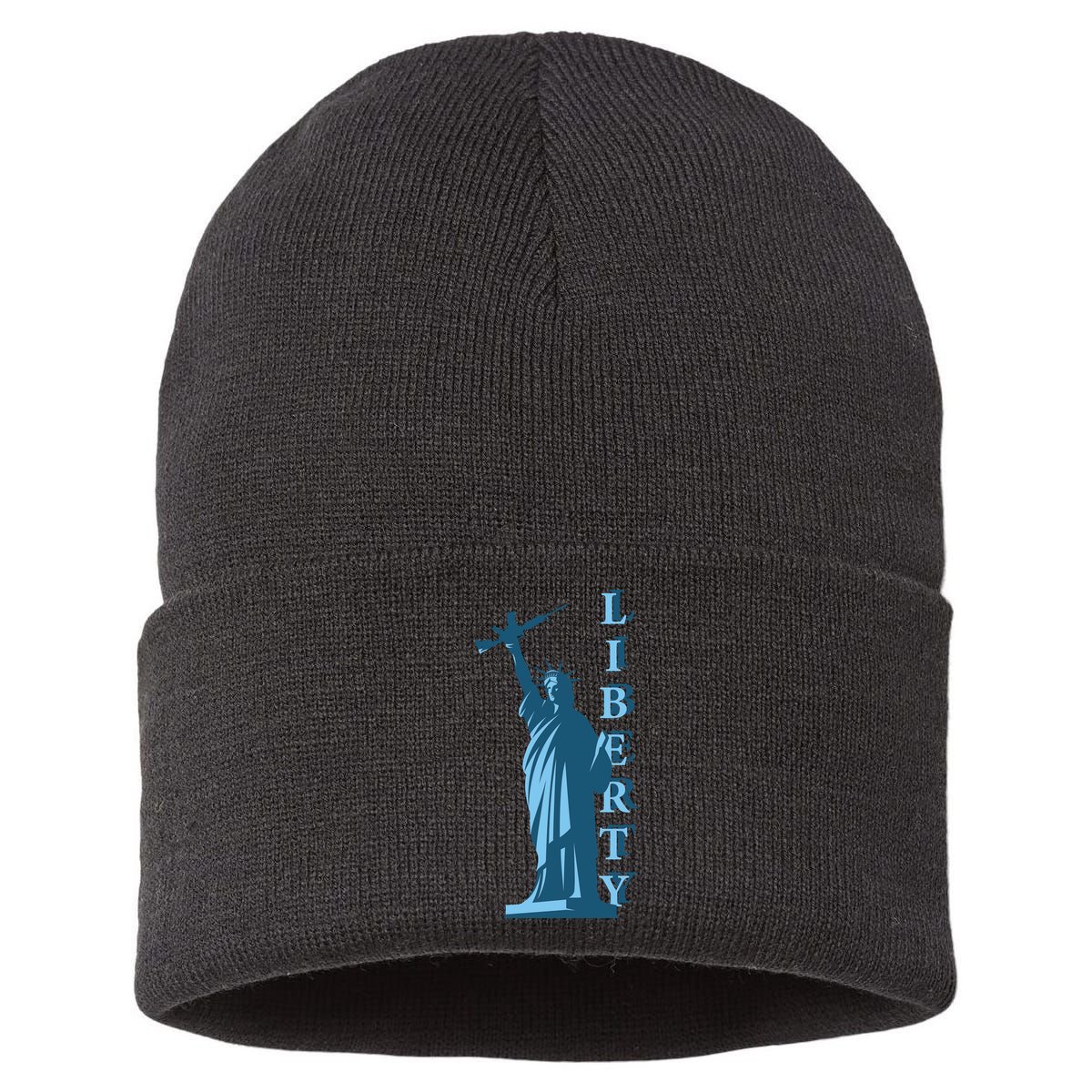 Stature Of Liberty Holding AR-15 Assault Rifle Sustainable Knit Beanie