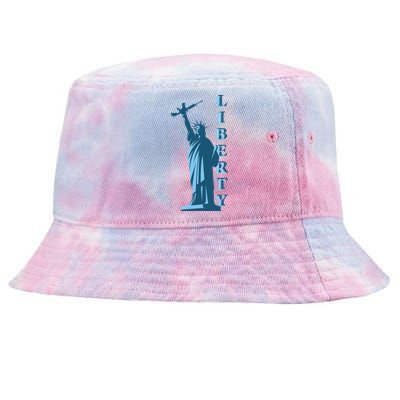 Stature Of Liberty Holding AR-15 Assault Rifle Tie-Dyed Bucket Hat