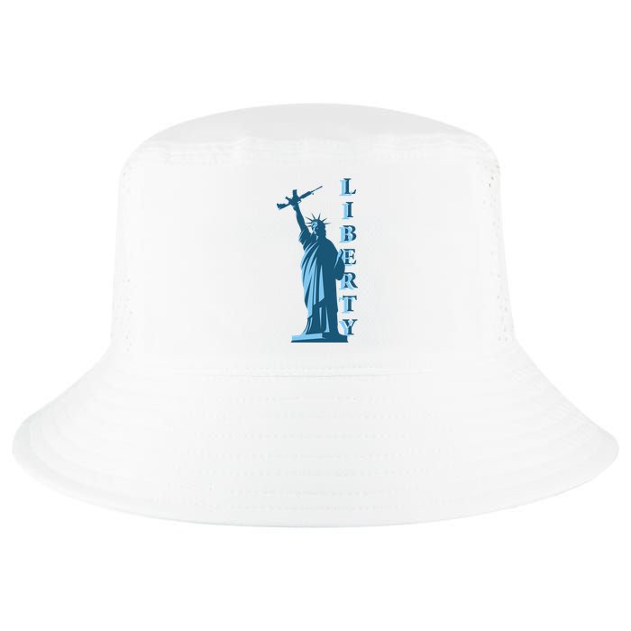 Stature Of Liberty Holding AR-15 Assault Rifle Cool Comfort Performance Bucket Hat