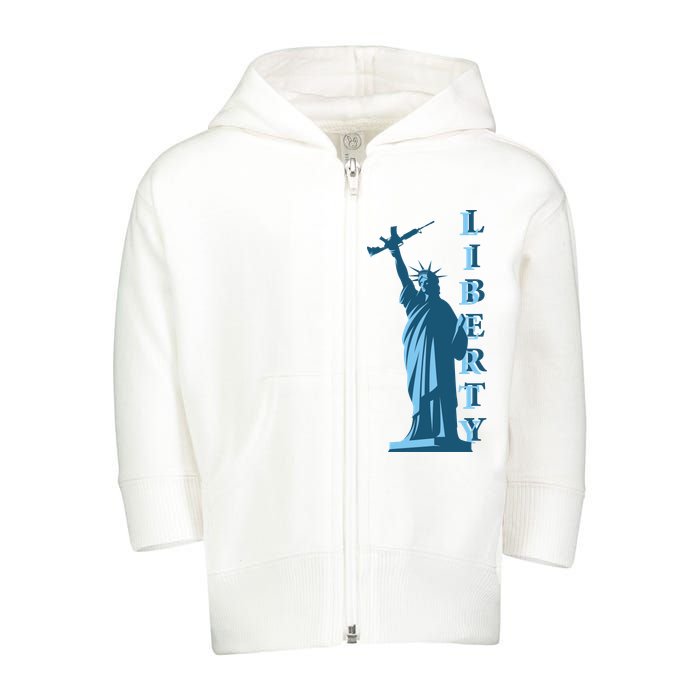 Stature Of Liberty Holding AR-15 Assault Rifle Toddler Zip Fleece Hoodie