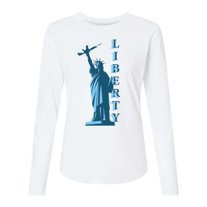 Stature Of Liberty Holding AR-15 Assault Rifle Womens Cotton Relaxed Long Sleeve T-Shirt