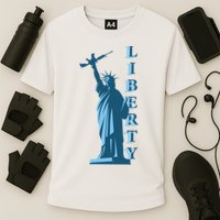 Stature Of Liberty Holding AR-15 Assault Rifle Performance Shirt
