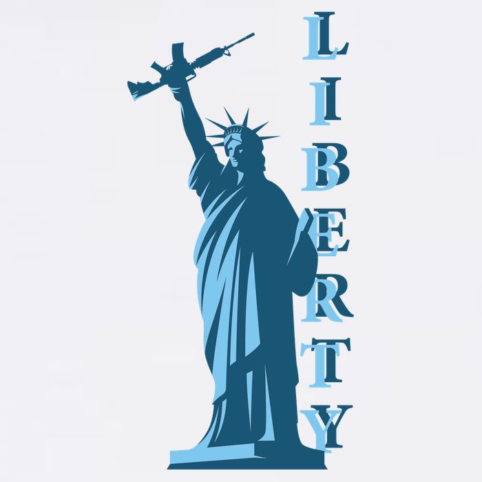 Stature Of Liberty Holding AR-15 Assault Rifle Performance Shirt