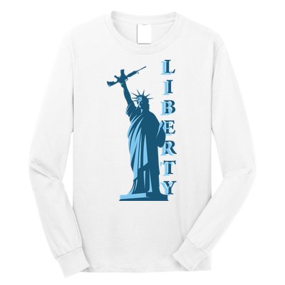 Stature Of Liberty Holding AR-15 Assault Rifle Long Sleeve Shirt