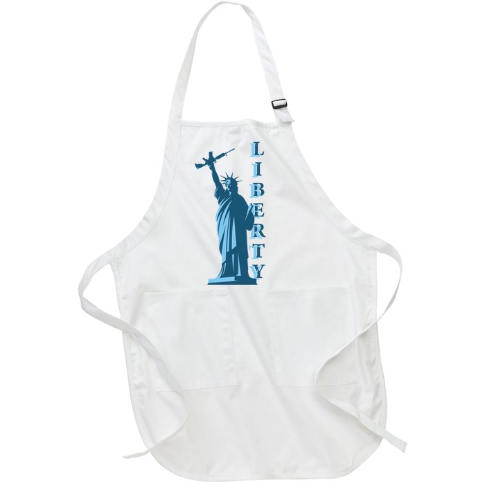 Stature Of Liberty Holding AR-15 Assault Rifle Full-Length Apron With Pockets