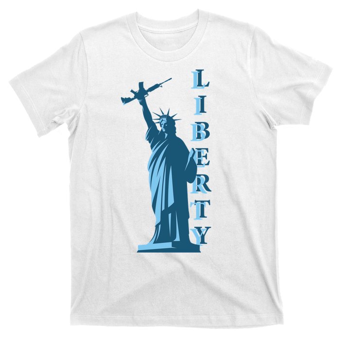 Stature Of Liberty Holding AR-15 Assault Rifle T-Shirt